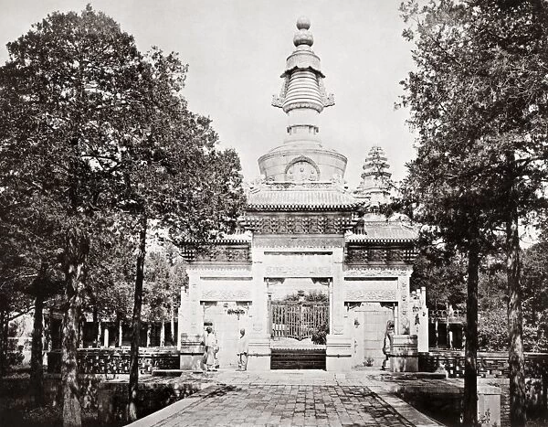CHINA: CENOTAPH, c1900. Cenotaph erected to the banjin (or panchen) lama of Tibet, on the grounds of the Hwang She monastery in China, about a mile beyond the north wall of Peking. Photographed c1900