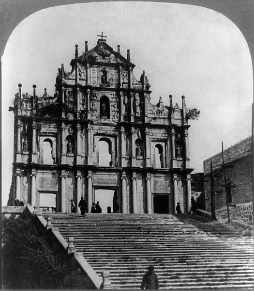 CHINA: CHURCH, c1904. The ruins of the Sao Paulo Church in Macau, China. Stereograph