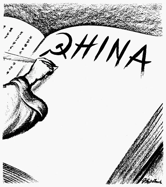 CHINA: COMMUNISM CARTOON. New Page in a Long History. American cartoon, 1949, by D. R. Fitzpatrick on the establishment of Communist rule in China and of the Peoples Republic of China
