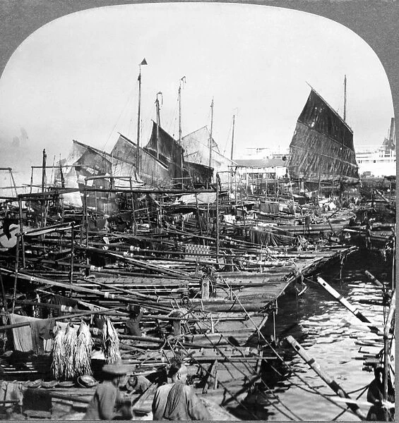 CHINA: HONG KONG, c1905. A block of tenement houseboats in which many of China s