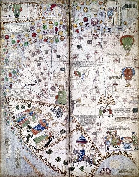 CHINA: MAP, 1375. Detail from the Catalan Atlas, 1375, showing China and the Grand