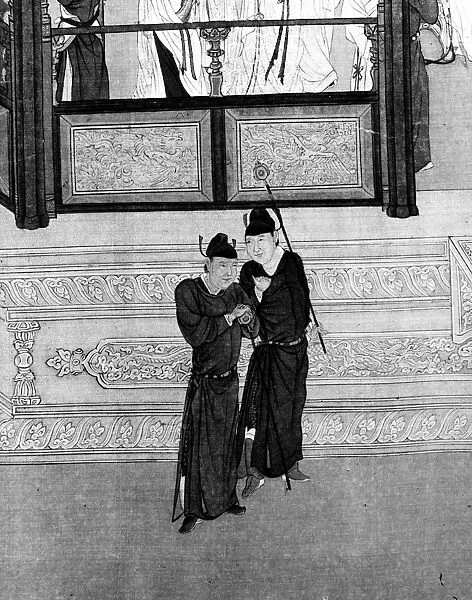 CHINA: PALACE ATTENDANTS. Two male attendants at the Chinese court during the Han Dynasty (206 B