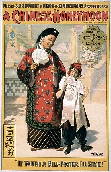 A CHINESE HONEYMOON. An American poster advertising the musical comedy A Chinese Honeymoon by George Dance and Howard Talbot. Lithograph, c1902