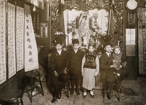 CHINESE NEW YEAR, 1911. Five boys dressed up for the Chinese New Years celebration