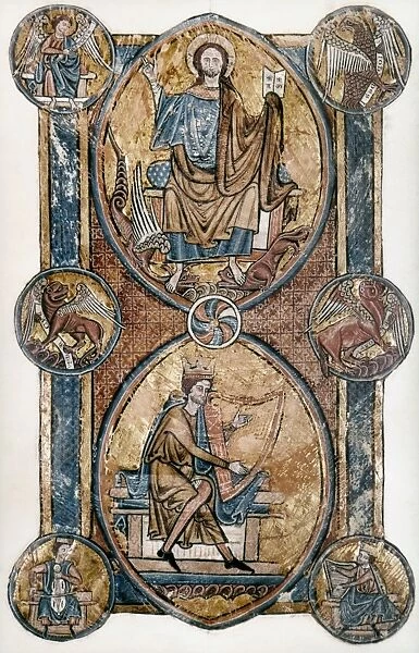 Christ and His Ancestor David. Psalter illumination, English, c1240