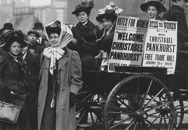 CHRISTABEL PANKHURST (1880-1958). English woman-suffrage advocate. Miss Pankhurst at Manchester