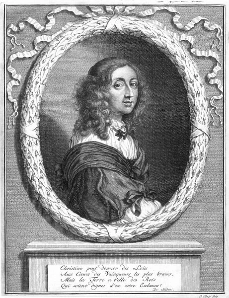 CHRISTINA (1626-1689). Queen of Sweden (1632-1654). Copper engraving, French, 1751, after a contemporary painting by Sebastien Bourdon