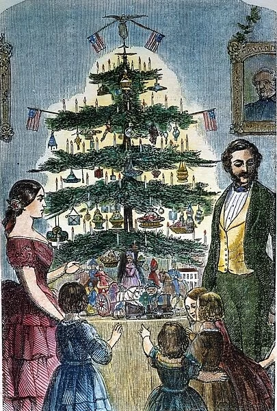 CHRISTMAS TREE, 1864. Wood engraving, American, 1864