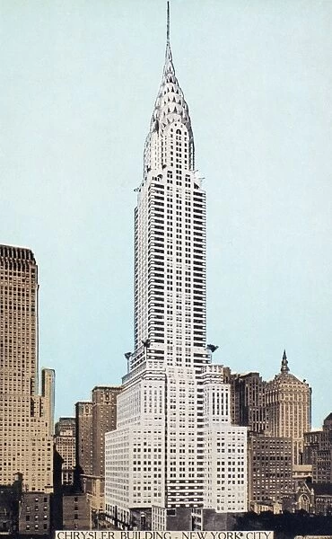 CHRYSLER BUILDING, 1930s. The Chrysler building on 42nd Street and Lexington Avenue in New York. American postcard, early 1930s