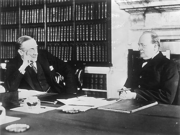 CHURCHILL WITH BALDWIN. Sir Winston Churchill (1874-1965), English statesman