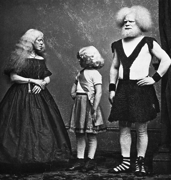 CIRCUS FREAKS, 1857. The Lucasie Family of Holland, exhibited in P
