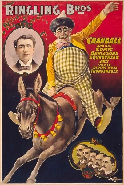 CIRCUS POSTER, c1899. Ringling Bros. Crandall and his comic burlesque equestrian