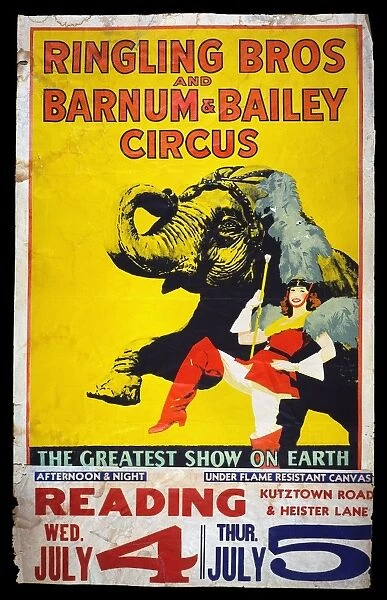 CIRCUS POSTER, c1950. Ringling Brothers and Barnum & Bailey Circus poster, c1950, when the three-ring circus still performed under a tent