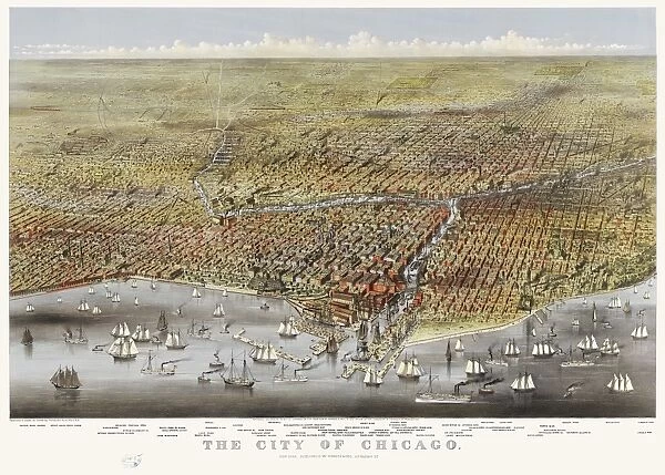 The City of Chicago. Lithograph by Currier & Ives, c1874