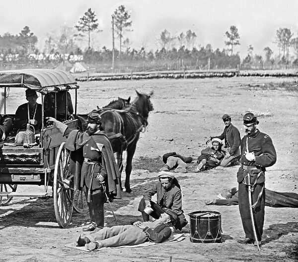 CIVIL WAR: AMBULANCE, 1864. Zouave ambulance crew at the headquarters of the Army