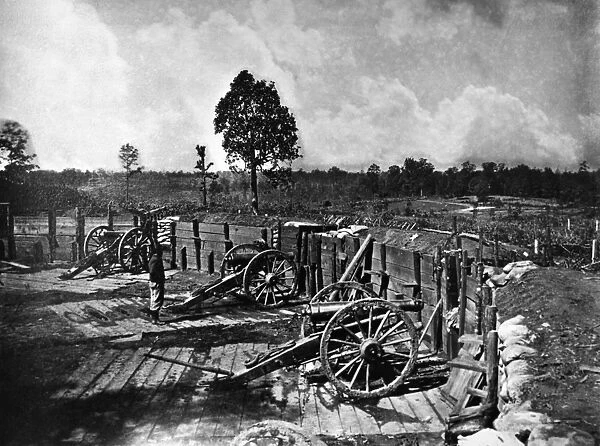 CIVIL WAR: ATLANTA, 1864. Confederate defensive works before Atlanta, Georgia. Photograph, 1864