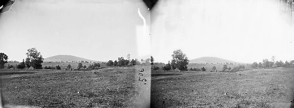 CIVIL WAR: BATTLEFIELD. Second Battle of Bull Run battlefield wtih mountains in