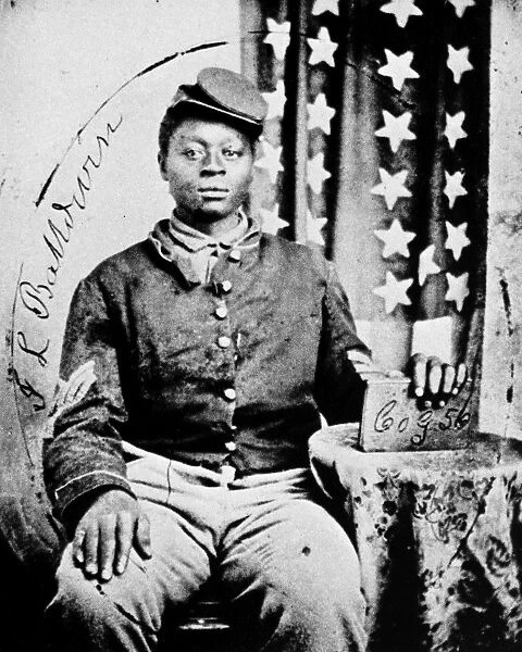 CIVIL WAR: BLACK SOLDIER. Tintype of Sergeant J. L. Baldwin of Company G, 56th U. S. Colored Infantry, organized in August 1863