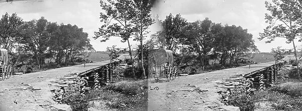 CIVIL WAR: BRIDGE, 1862. View of a bridge built by Union engineers under the command