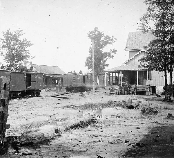 CIVIL WAR: CATLETT. Boxcars and troops at Catletts Station, Virginia. Photography by Timothy H