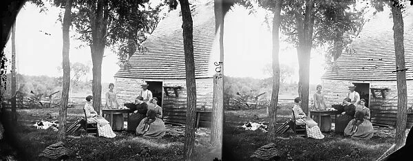 CIVIL WAR: CEDAR MOUNTAIN. Family outside the house in which Confederate General Charles S
