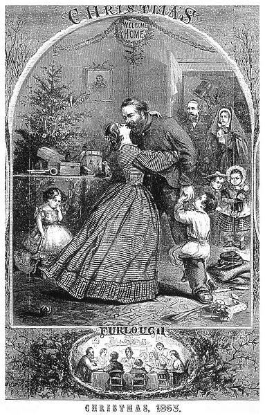 CIVIL WAR: CHRISTMAS. Furlough, Christmas 1863. Detail of a wood engraving after Thomas Nast from an American newspaper of December 1863