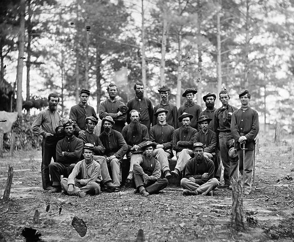 CIVIL WAR: COMPANY B, 1864. Group of Company B, U. S. Engineer Battalion in Petersburg, Virginia
