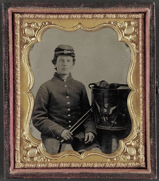CIVIL WAR: DRUMMER, c1863. Portrait of Union Army drummer. Tintype, c1863