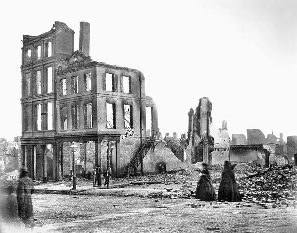 CIVIL WAR: FALL OF RICHMOND. View of the Burnt District, Richmond, Virginia, April 1865