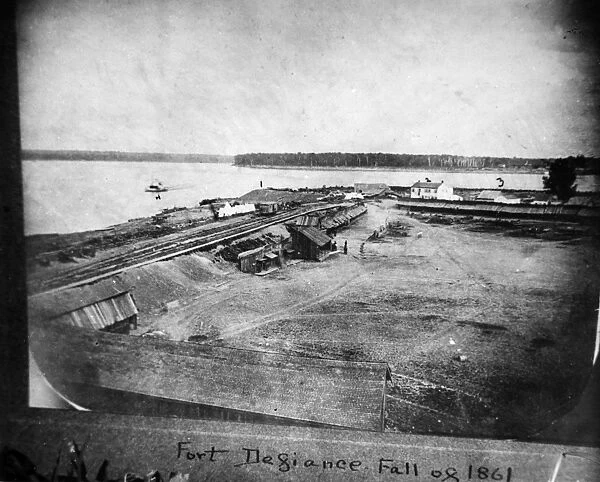 CIVIL WAR: FORT DEFIANCE. A view of Fort Defiance (or Camp Defiance) at the confluence of the Ohio and Mississippi Rivers near Cairo, Illinois. Photographed in the fall of 1861