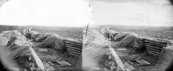 CIVIL WAR: FORT MORTON. Union line near Fort Morton in Petersburg, Virginia. Photograph