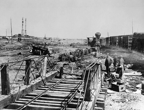 CIVIL WAR: MANASSAS, 1862. The ruins of the railroad at Manassas Junction, Virginia. Photograph by Barnard & Gibson, 1862
