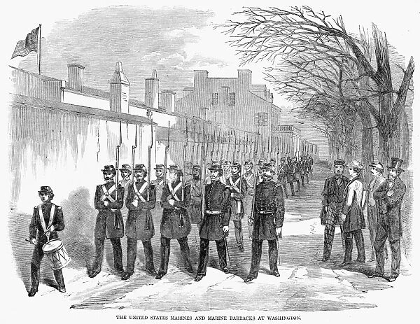 CIVIL WAR: MARINES, 1861. United States Marine Corps and Marine Barracks in Washington, D