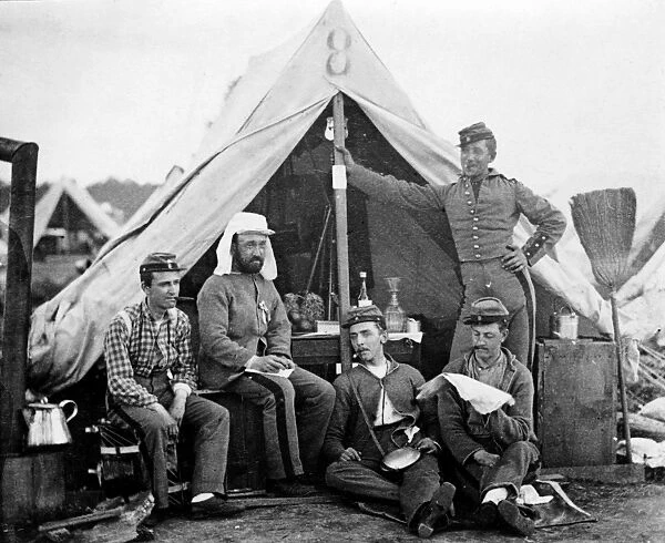 CIVIL WAR: MILITIA, 1861. Members of the 7th New York State Militia at Camp Cameron, near Washington, D. C. 1861