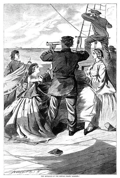 CIVIL WAR: NAVY, 1863. The Approach of the British Pirate Alabama, running the Union blockade