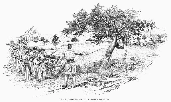 CIVIL WAR: NEW MARKET. Young cadets from the Virginia Military Institute fighting for the Confederacy at the Battle of New Market, Virginia, 15 May 1864