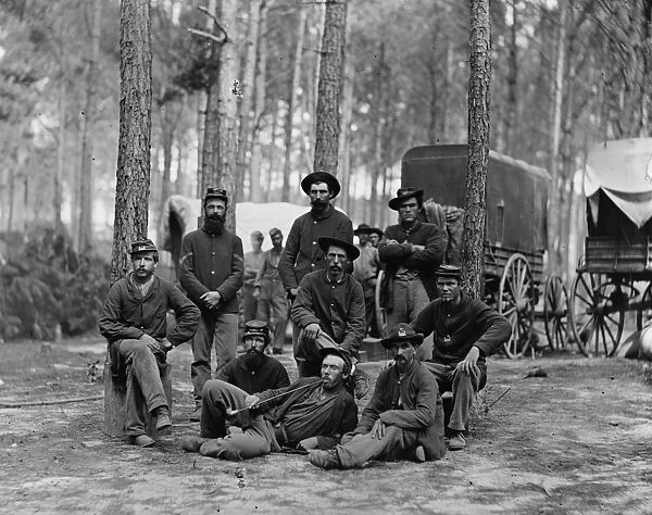 CIVIL WAR: PETERSBURG. Company B of the U. S. Engineer Battalion with wagons in the background