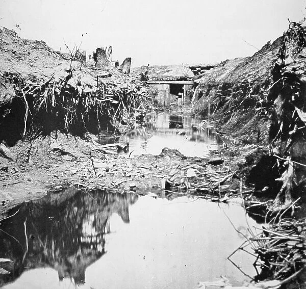 CIVIL WAR: PETERSBURG. Union Army trenches at Fort Sedgwick, photographed by Mathew Brady or one of his assistants after the Battle of Petersburg, Virginia, 1865