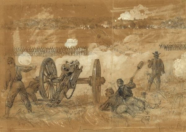 CIVIL WAR: RAPIDAN RIVER. The Union Army cavalry unit led by John Buford advancing