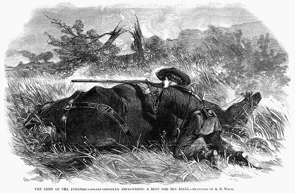 CIVIL WAR: SHARPSHOOTER. The Army of the Potomac - Sharp-shooter improvising a