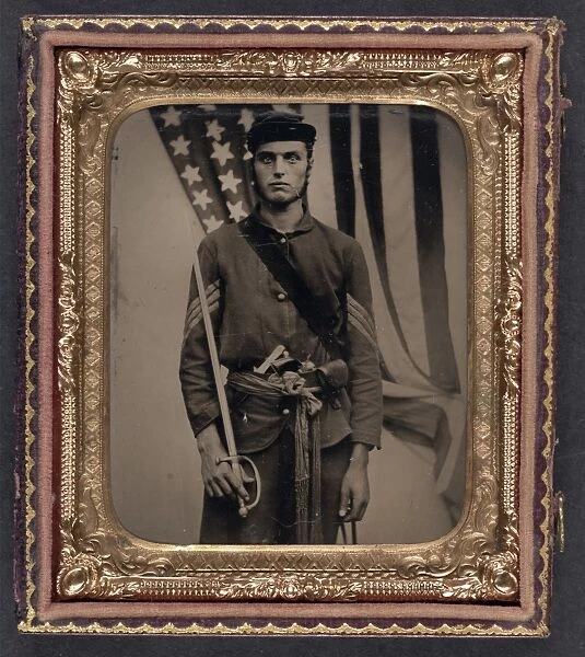 CIVIL WAR: SOLDIER, c1863. Portrait of a Union Army sergeant. Ambrotype, c1863