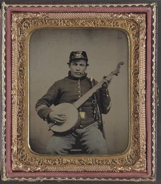 CIVIL WAR: SOLDIER, c1863. Portrait of a Union cavalry soldier. Tintype, c1863