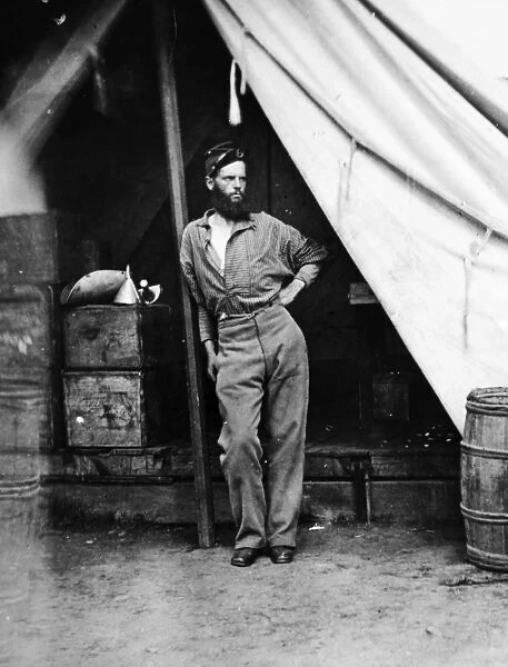 CIVIL WAR: SOLDIER. Union soldier photographed in camp