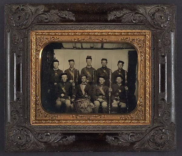 CIVIL WAR: SOLDIERS, c1863. Portrait of a Union soldiers with muskets and a drum