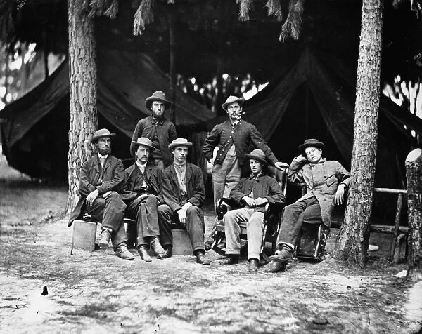 CIVIL WAR: TELEGRAPHERS. U. S. Army telegraph operators at City Point, Virginia, August, 1864. Photographed by Mathew Brady