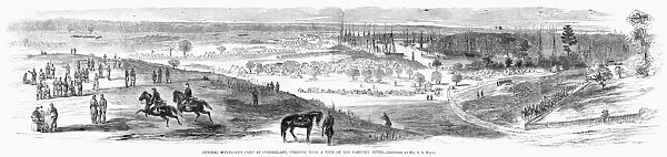 CIVIL WAR: UNION CAMP, 1862. General George McClellans Union Army camp at Cumberland