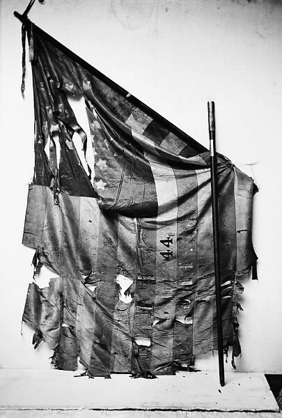 CIVIL WAR: UNION FLAG. Tattered flag of the 44th New York Infantry, during the Civil War. Photograph, c1863