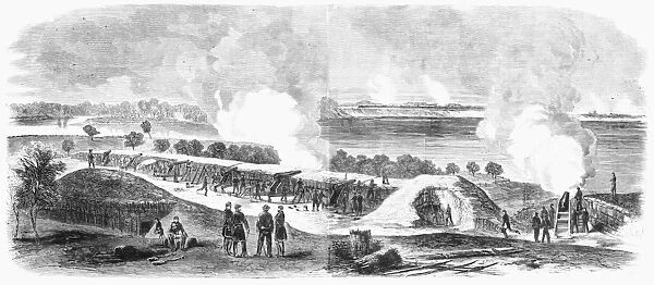 CIVIL WAR: UNION FORT, 1862. Union Army battery of 200-pounder parrott guns near Yorktown