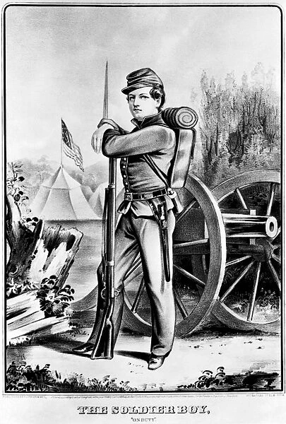 CIVIL WAR: UNION SOLDIER. A Union soldier boy on duty