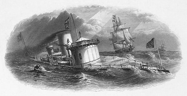 CIVIL WAR: USS MONITOR. USS Monitor at sea, c1862. Steel engraving, late 19th century